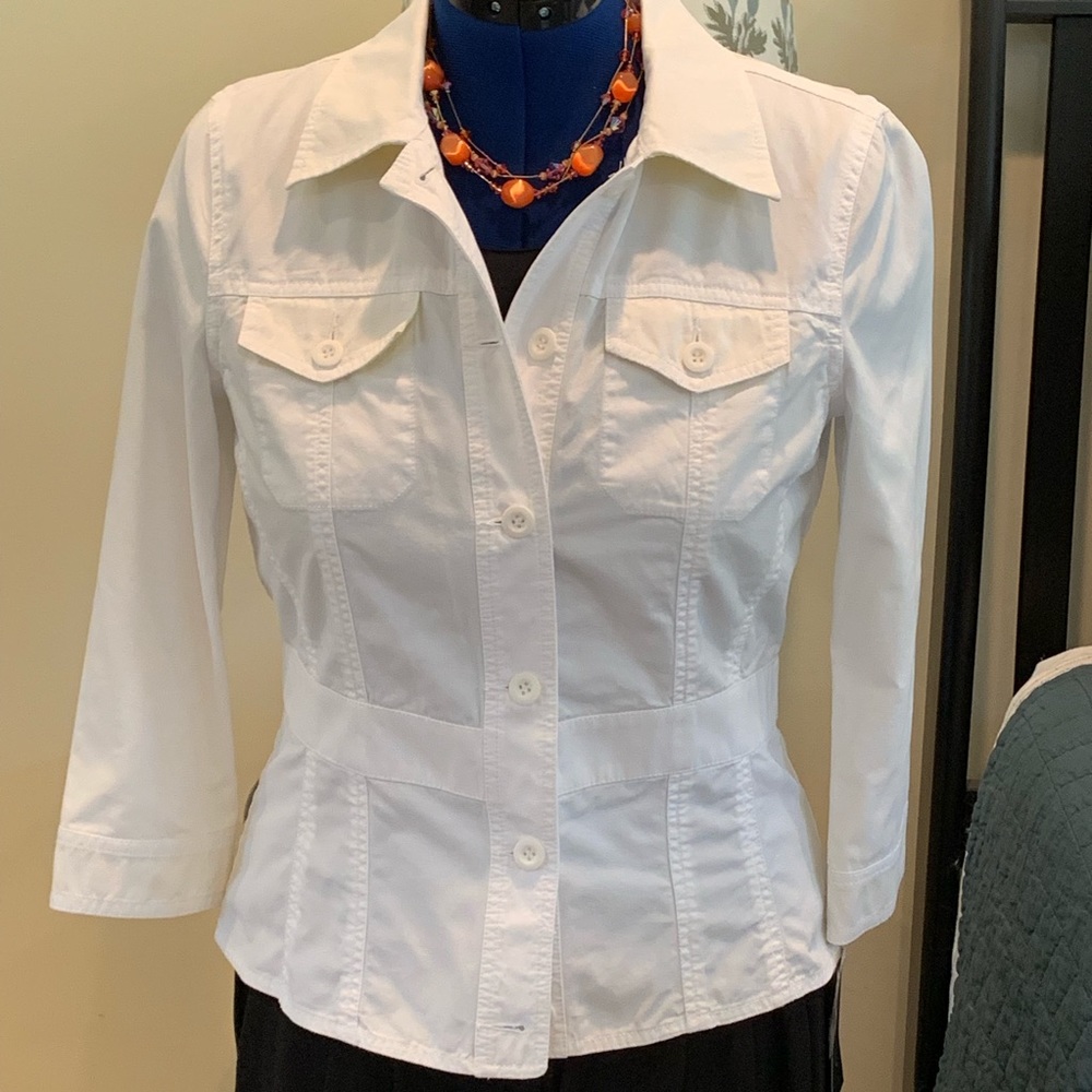 Context White Cropped Button Utility Jacket - image 2